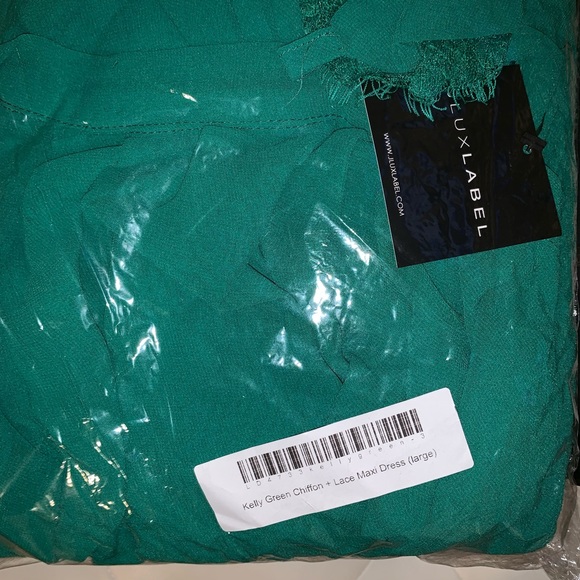 NWT JLUXLABEL Kelly Green Chiffon + Lace Maxi Dres - Picture 14 of 15